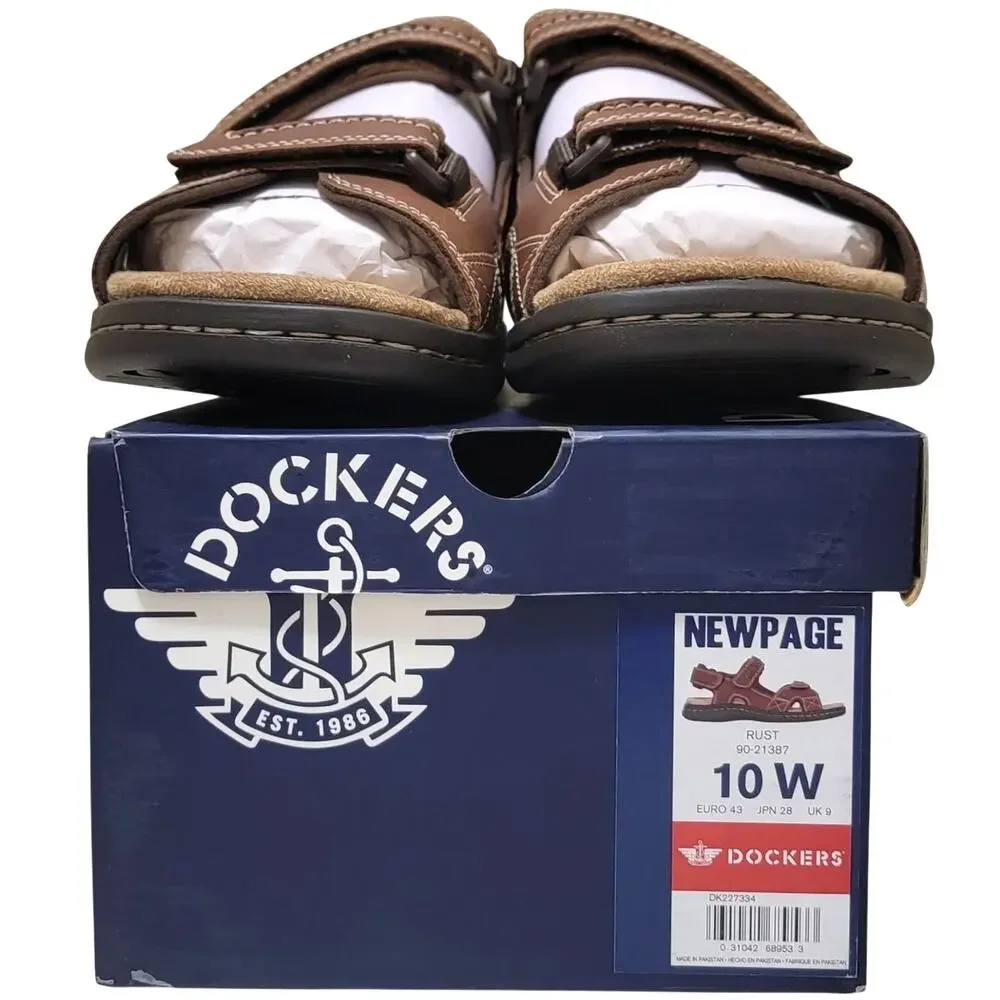Dockers Men Newpage Slingback Sport River Sandals Size US 10W Rust Brown